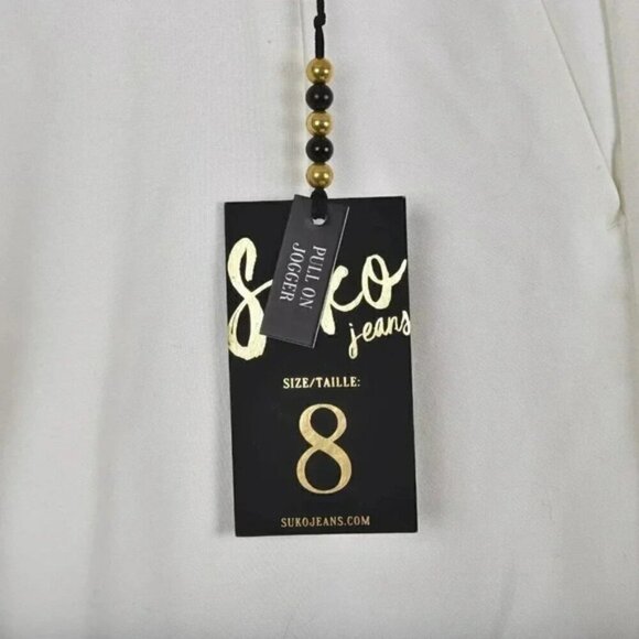 NWT Suko Jeans White Pull On Jogger Pants Elastic Band Waist Size 8 - Picture 4 of 12